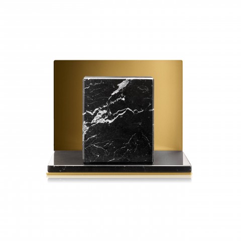 Serre-livre Medium marbre Nero Marquina et or - ATELIERS SANSONE