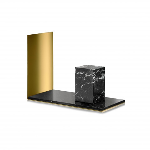 Serre-livre Large marbre Nero Marquina et or - ATELIERS SANSONE