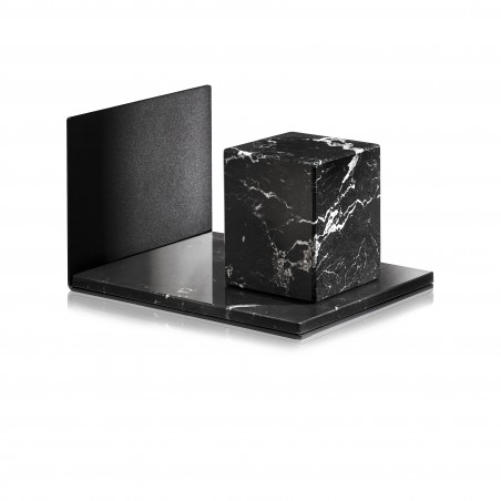 Serre-livre Medium marbre Nero Marquina et noir - ATELIERS SANSONE