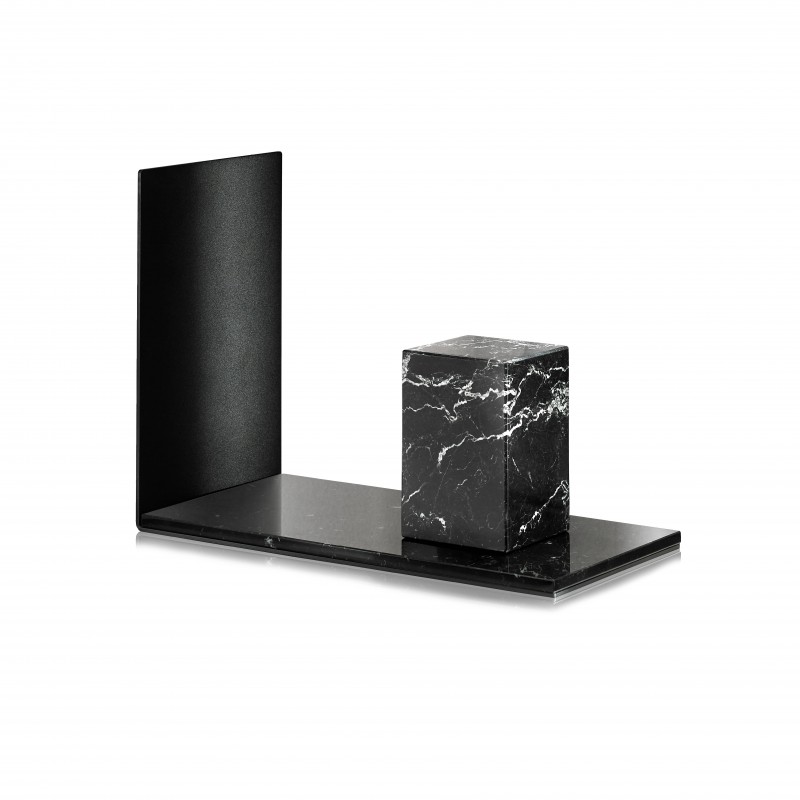 Serre-livre Large marbre Nero Marquina et noir - ATELIERS SANSONE