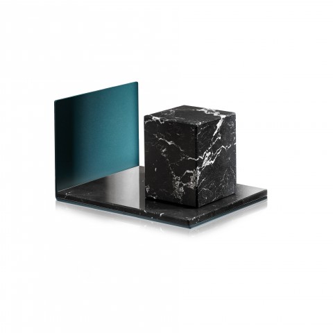 Serre-livre Medium marbre Nero Marquina et émeraude - ATELIERS SANSONE