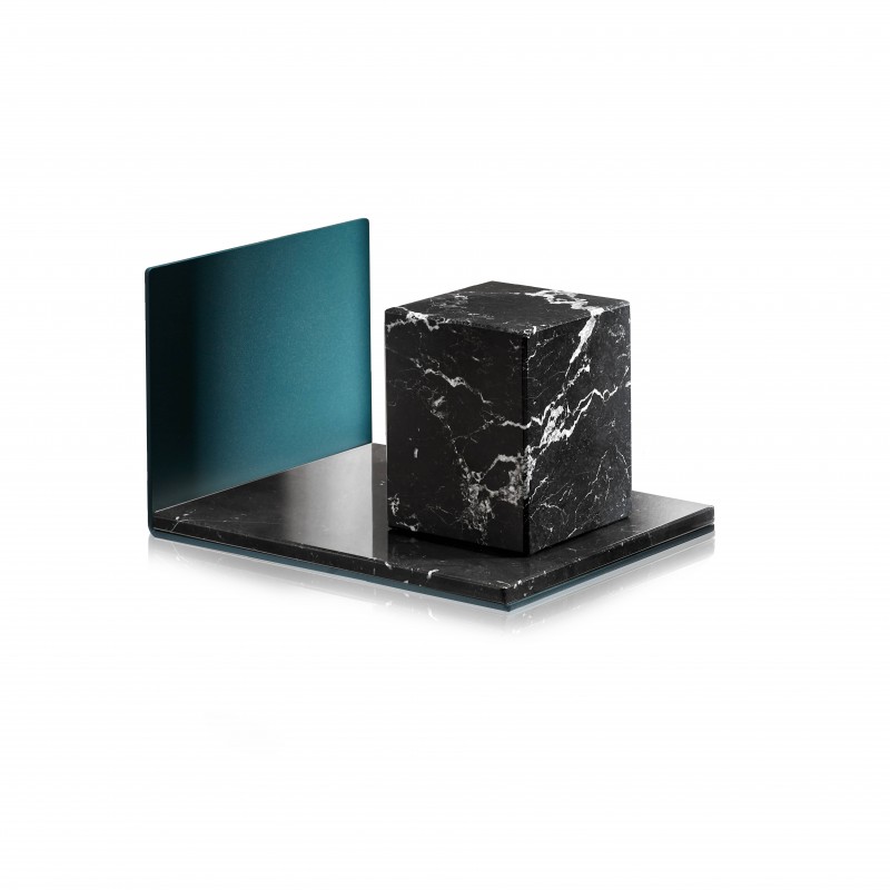 Serre-livre Medium marbre Nero Marquina et émeraude - ATELIERS SANSONE